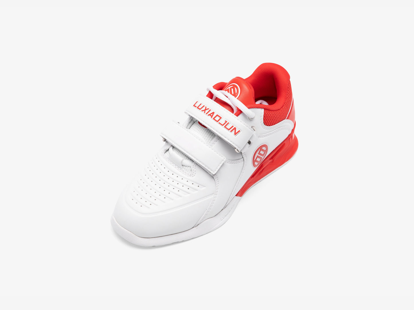 LUXIAOJUN PowerPro I Weightlifting Shoes (Red and White) Left top view